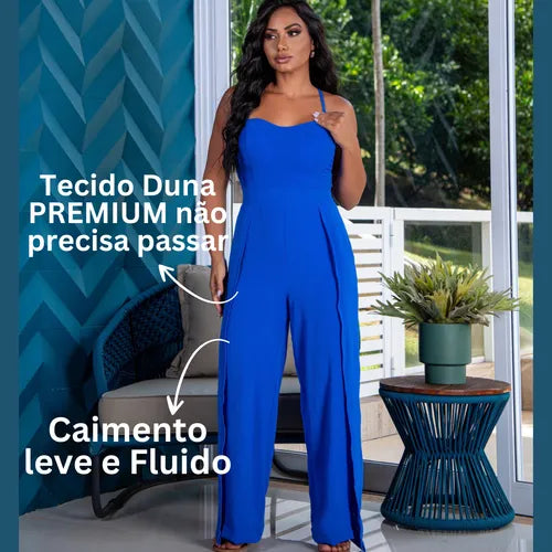 Macacão Feminino Longo Pantalona Elegante Duna Costas Nua